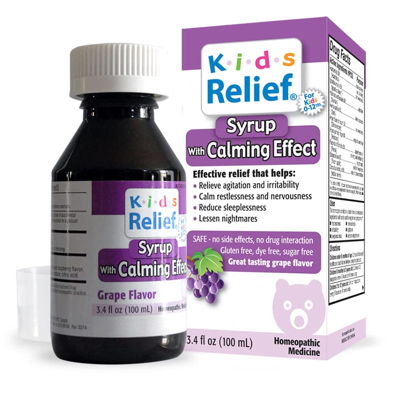 Kids Relief Syrup with Calming Effect, for Kids 0-12 Yrs, Grape Flavor, Gluten and Dye Free, No Added Sugar, 3.4 oz Kids ReliefBuy Supplements Australia
