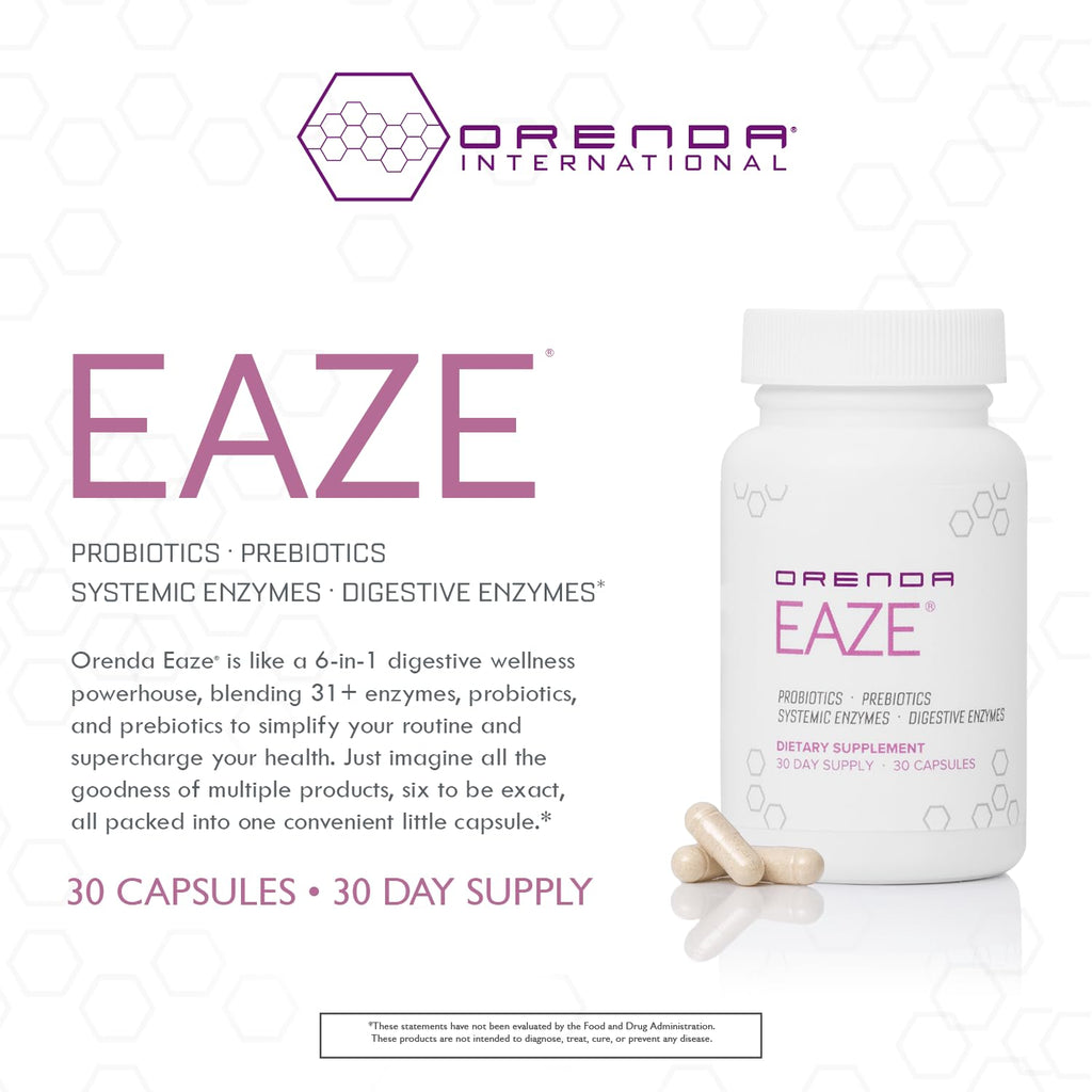Orenda Eaze®: Gut Wellness Capsules | 6-in-1 Digestive Support with Probiotics, Endospores, Peptizyme-SP EN, Prebiotics, and Digestive Enzymes