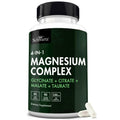 Supplement bottle labeled '4-IN-1 Magnesium Complex' by BioSchwartz on a white background