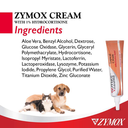 Zymox Veterinarian Strength Topical Cream with 1% Hydrocortisone for Dogs and Cats, 1oz Zymox buy supplements Au