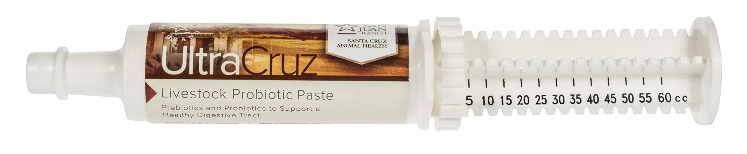 UltraCruz livestock probiotic paste packaging with measurement scale