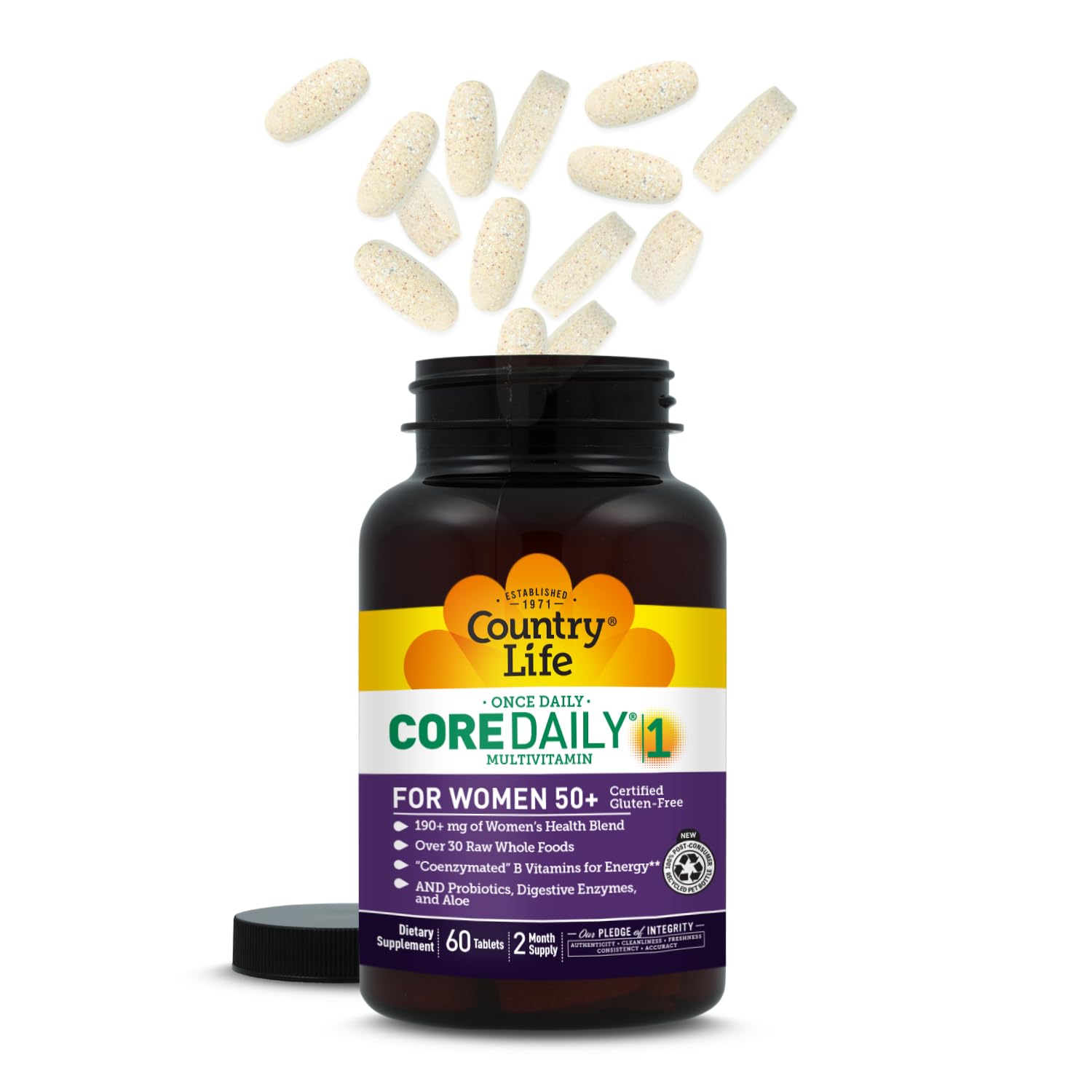 Country Life CORE Daily-1 for Women 50+ Multivitamin - Formulated for Women Over 50, Complete Daily Nutrition with Women's Health Blend, Coenzymated B Vitamins, Probiotics, and Digestive Enzymes Country LifeBuy Supplements Australia