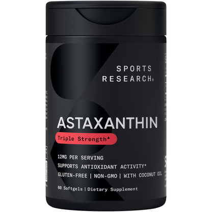 Sports Research® Triple Strength Astaxanthin 12mg w/Organic Coconut Oil - Antioxidant Supplement for Skin & Eye Health Support* - Soy Free · Non-GMO · Gluten Free - 60 Softgels Sports Research buy supplements Au