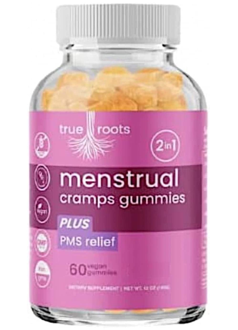 Menstrual Cramp Period Gummies True Roots | PMS Support Supplement for Women | Healthy Flow | Flo PMS Menstrual Cycle Relief, Cramping and Bloating | Vegan & Natural Flavors | 60 Count True RootsBuy Supplements Australia