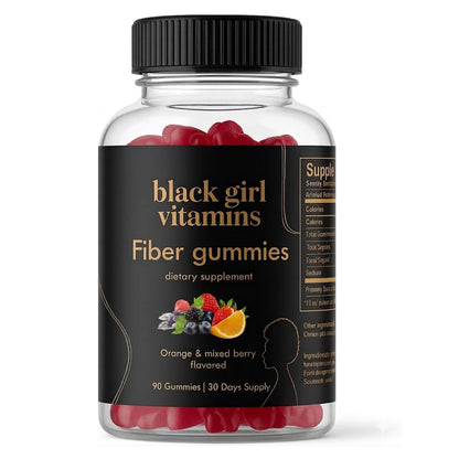 Black Girl Vitamins - Fiber Gummies - Prebiotic for Gut Health & Bloat Relief - Supports Digestion, Regularity & Microbiome Balance - Vegan, Gluten-Free, Halal