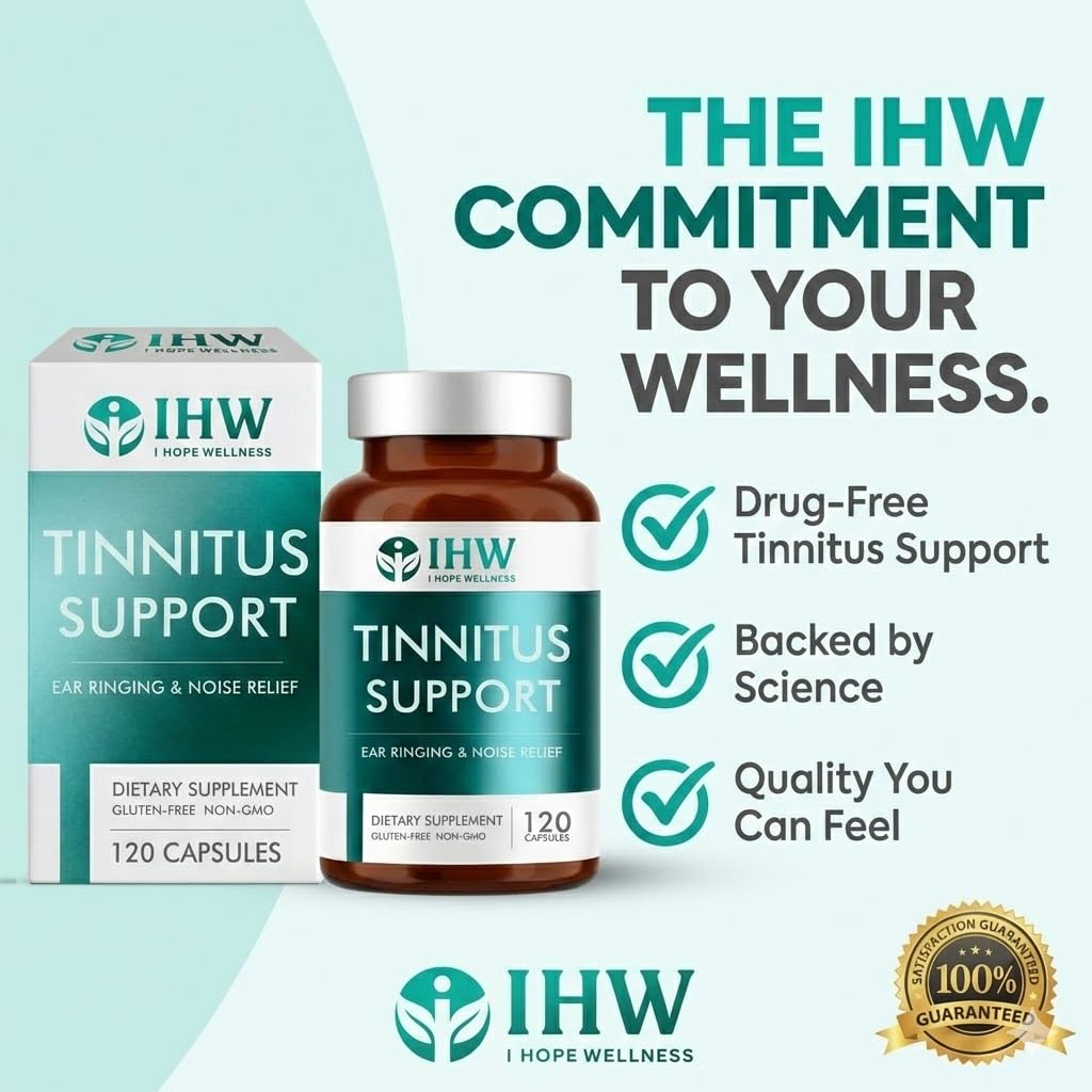 IHW Tinnitus Relief for Ringing Ears, 1200mg Tinnitus Relief Supplement, 120 Capsules, with Vitamin B Complex & C, Reduces Ringing in Ears, Promotes Hearing Wellness & Comfort IHWBuy Supplements Australia