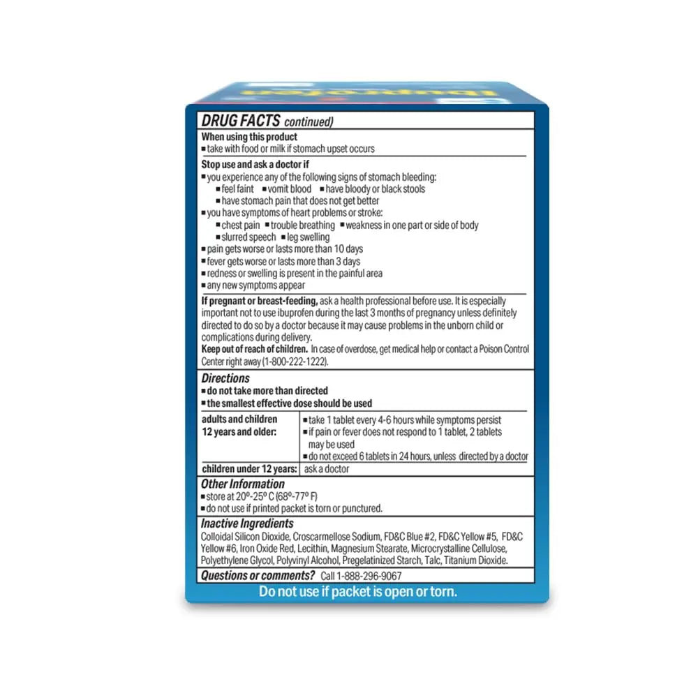 Globe Ibuprofen Tablets, 200 mg, Pain Reliever and Fever Reducer, for Headache, Muscular Aches, Arthritis, Backache and More 50 Packets of 2 Tablets Each,100 Tablets Trifecta Pharmaceuticals USABuy Supplements Australia
