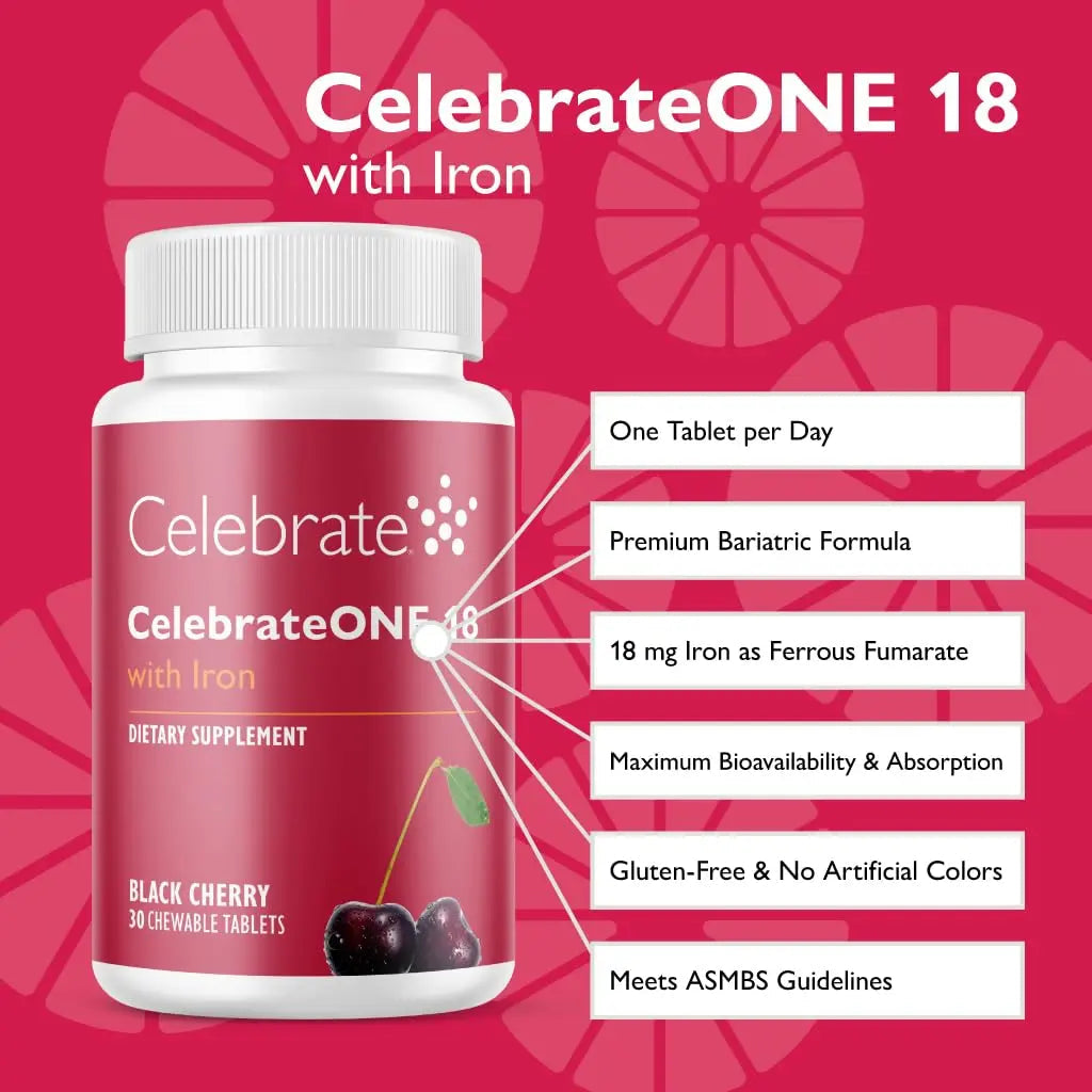 Celebrate Vitamins CelebrateONE 18 Chewables, 18mg Iron - Once Daily Bariatric Multivitamin, Essential Vitamins & Minerals Celebrate Bariatric Supplements
