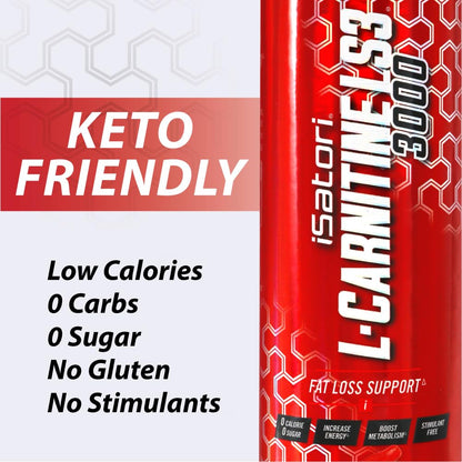 iSatori L-Carnitine LS3 3000, Liquid L-Carnitine with Acetyl L-Carnitine, L-Carnitine L-Tartrate, Stimulant Free Pre Workout, Low Calories, Sugar, Gluten,