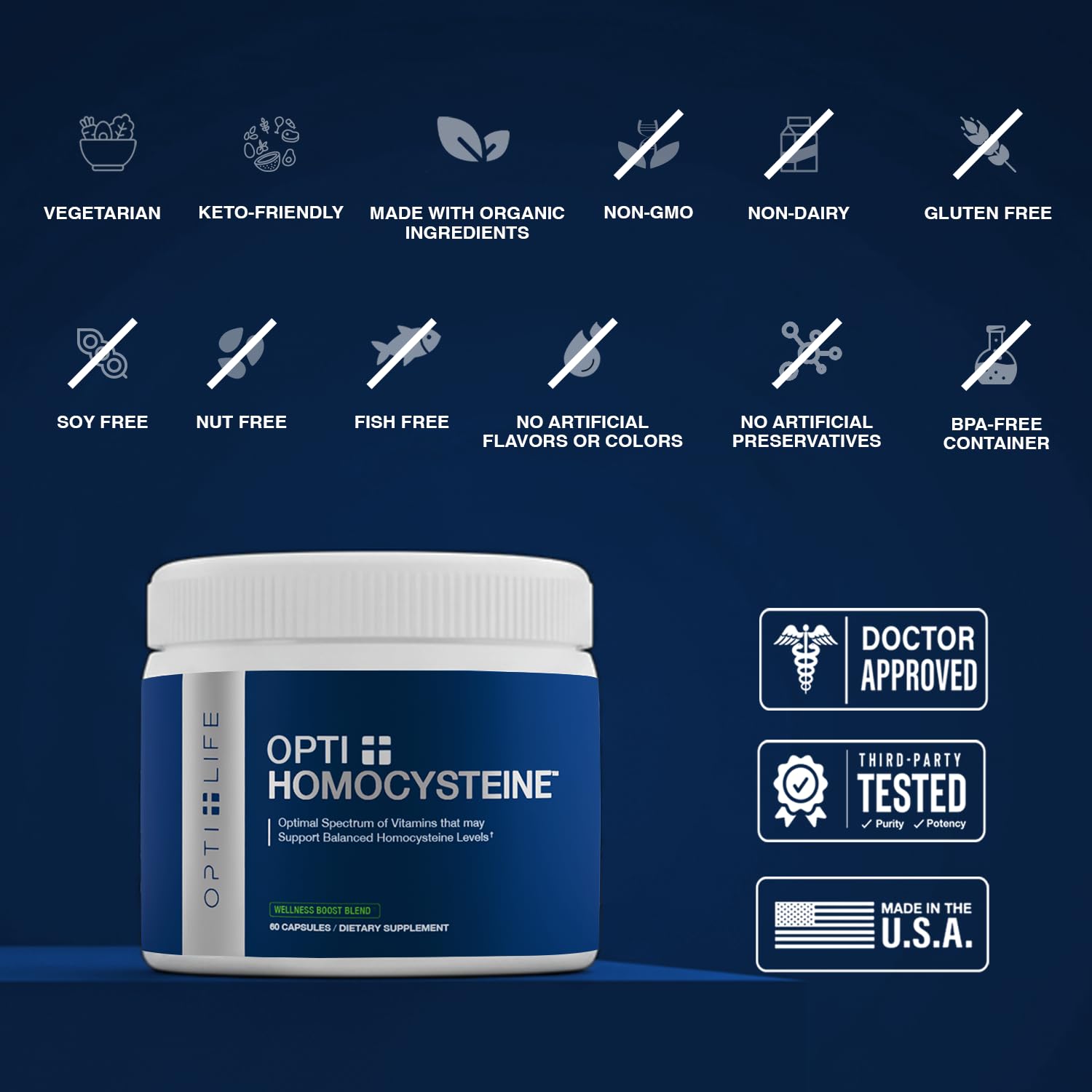 Opti + Homocysteine Capsules | Daily Brain and Heart Health Supplements* | Brain Supplement with Methylcobalamin & Methylfolate | 60 capsules/30 Servings Opti + Life buy supplements Au