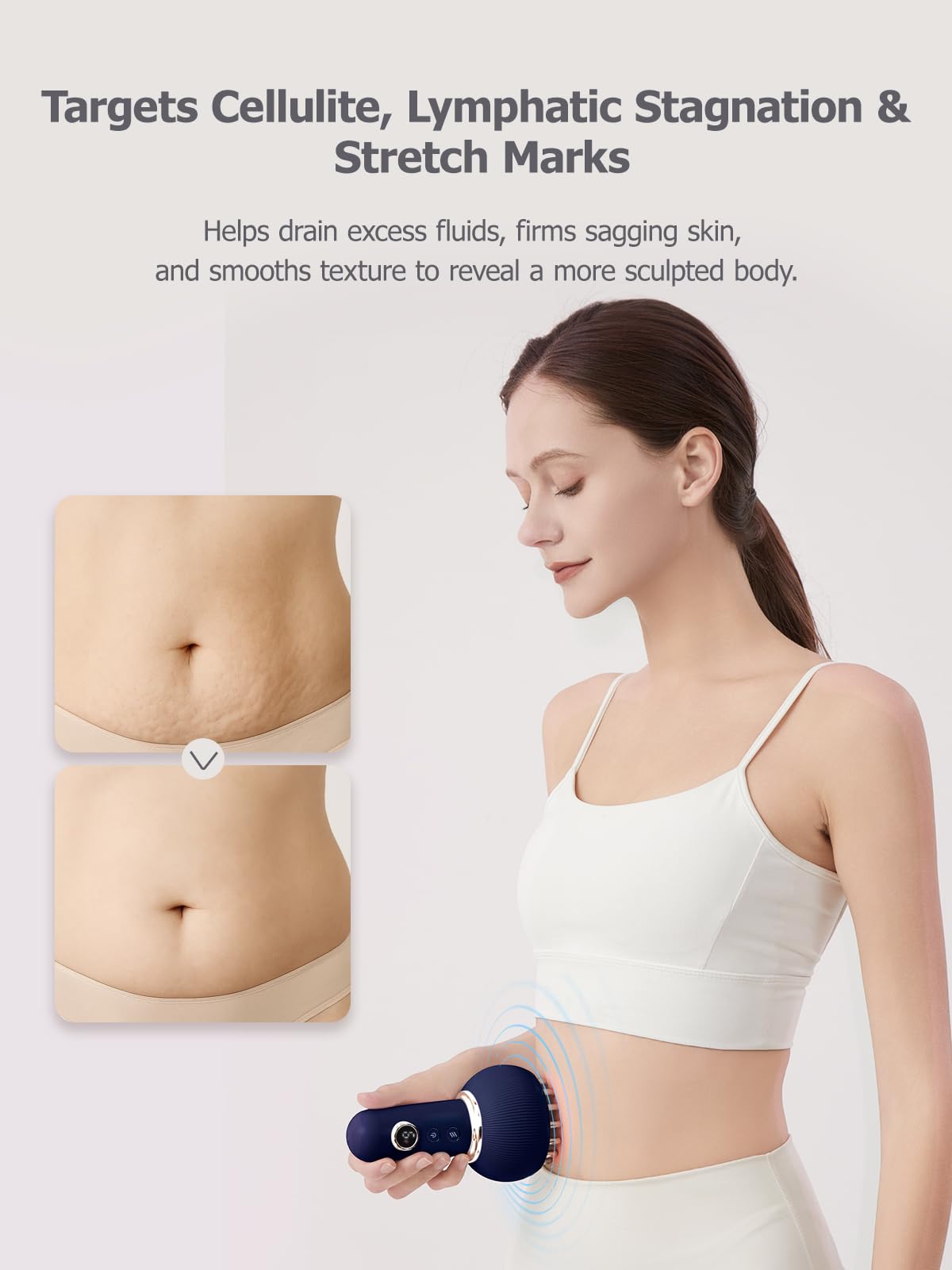 Paiaito Lymphatic Drainage Massager & Anti Cellulite Massage Tool, Helps Reduce Stretch Marks & Cellulite, for Legs, Arms & Belly, Body Sculpting Machine with Microcurrent, Light, Heat & Vibration Paiaito buy supplements Au