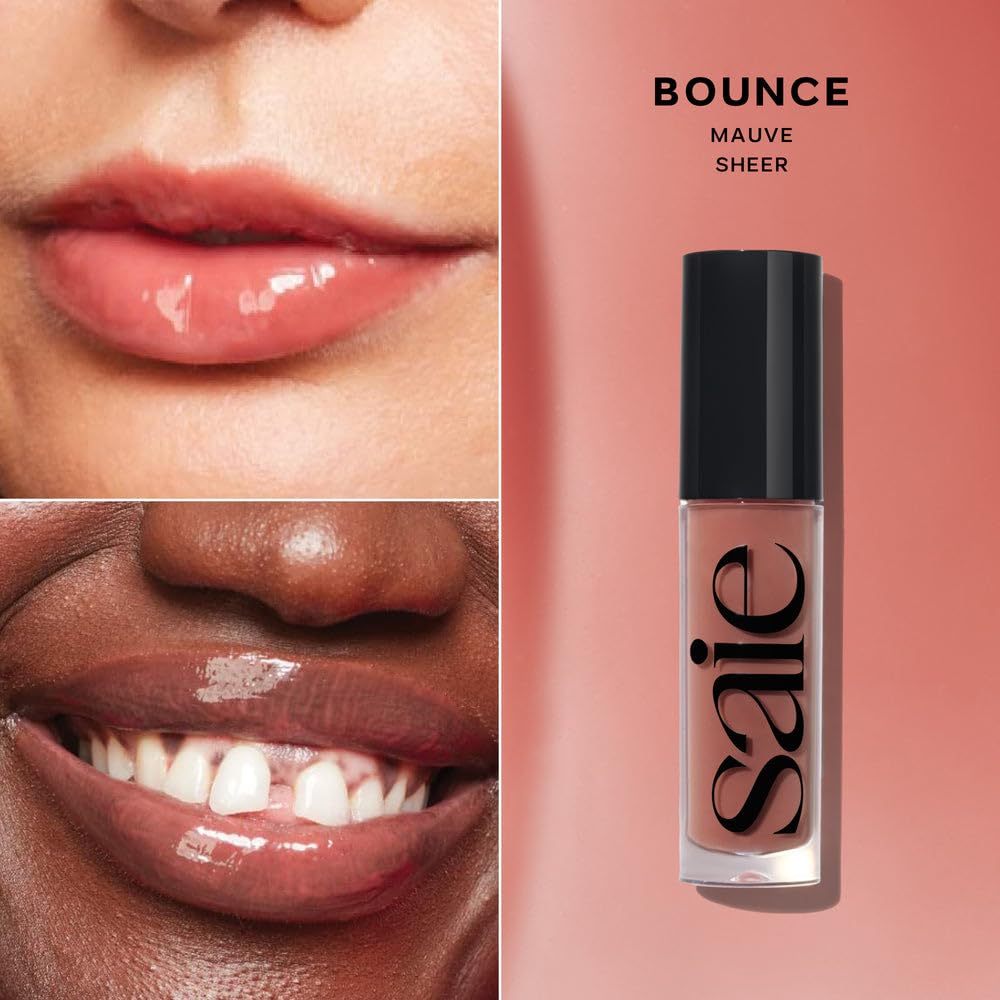 Saie Glossybounce High-Shine Hydrating Lip Gloss Oil - Sheer Tinted Lip Oil with Hyaluronic Acid + Jojoba Oil for Long-Lasting Moisture (.17 oz) (Disco + Bounce) SaieBuy Supplements Australia
