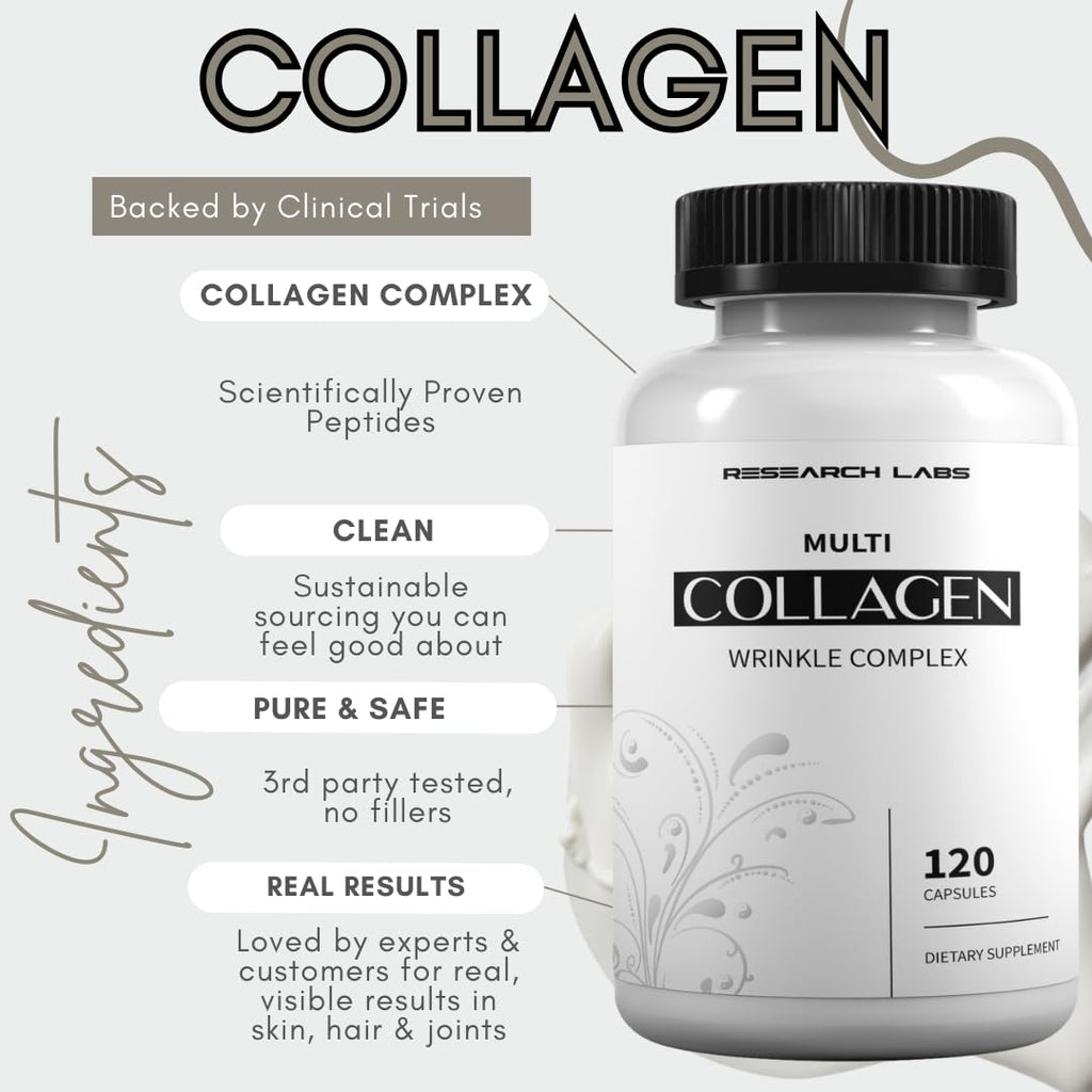 Research Labs 2 for 1 Promo 240 Collagen Pills - 6000 mg Per Day. Grass Fed Anti-Aging Support for Skin, Joints, Tendons, Bones, Hair and Nails.