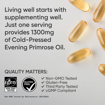 Sports Research Evening Primrose Supplement from Cold Pressed Oil - Softgels for Women’s Health & Skin Health - Gluten Free & Non-GMO GLA - High Potency 1300mg, 120 Count Sports Research buy supplements Au