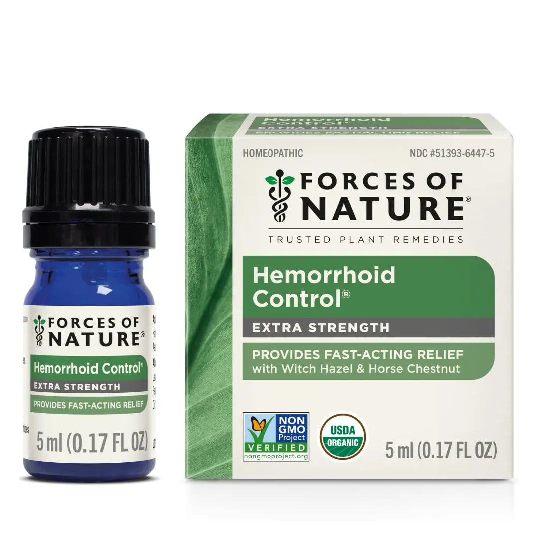 Forces of Nature Hemorrhoid Control Extra Strength, Organic Homeopathic Medicine with Witch Hazel, Horse Chestnut, and Soothing Essential Oils for Itching, Swelling & Discomfort, 5ml (0.17 fl oz) Forces of NatureBuy Supplements Australia
