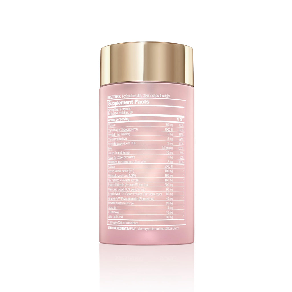 Halo Beauty Hair Skin & Nails Supplement | Thicker Hair Growth, Radiant Skin & Strong Nails Support with Biotin, Saw Palmetto & Phytoceramides | Vegan Capsules | Made in USA | 1-Month Supply Halo BeautyBuy Supplements Australia
