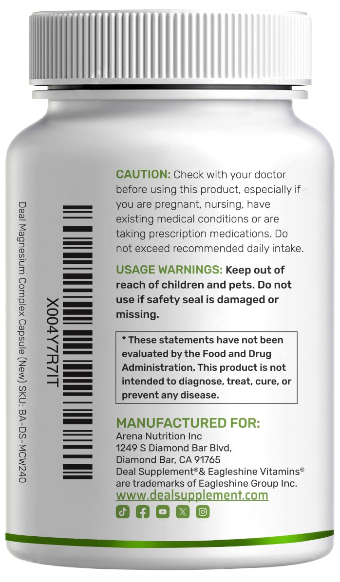12‑in‑1 Magnesium Complex for Women 1,000 mg, 240 Vegetarian Capsules | Magnesium Glycinate, Citrate, Malate, Taurate, Orotate, Oxide & More | Chelated & Purified for Better Absorption DEAL SUPPLEMENT buy supplements Au