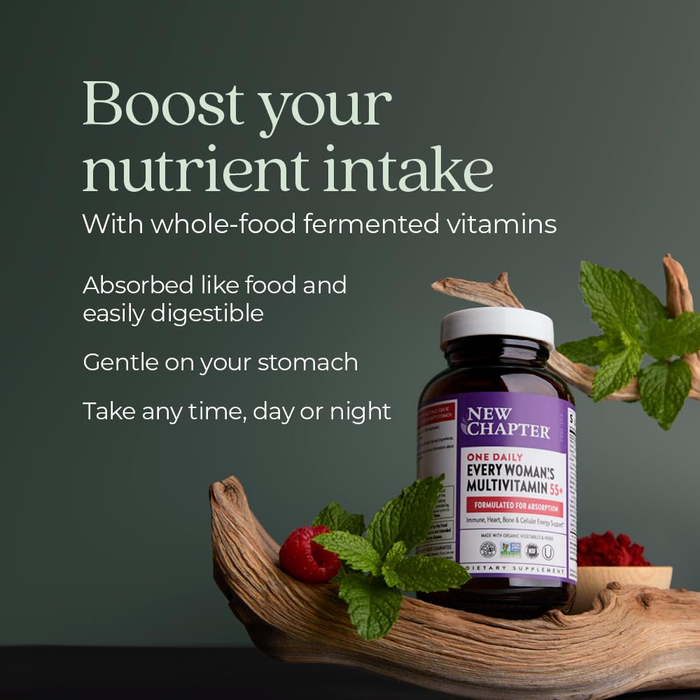New Chapter Women’s Multivitamin 55+, Astaxanthin, B6, B12, D3, Vitamin C & Zinc, Immune, Heart, Cellular Energy, and Bone Support, Gentle on The Stomach
