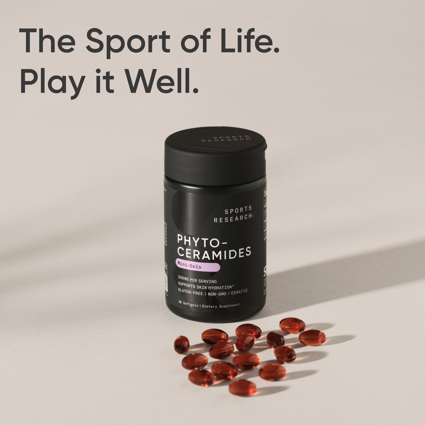 Sports Research® Phytoceramides 350mg per softgel - Plant Derived Ceramides for Healthy Skin and Hydration - Non GMO with No Fillers or Synthetic Vitamins - 30 Liquid softgels Sports Research buy supplements Au