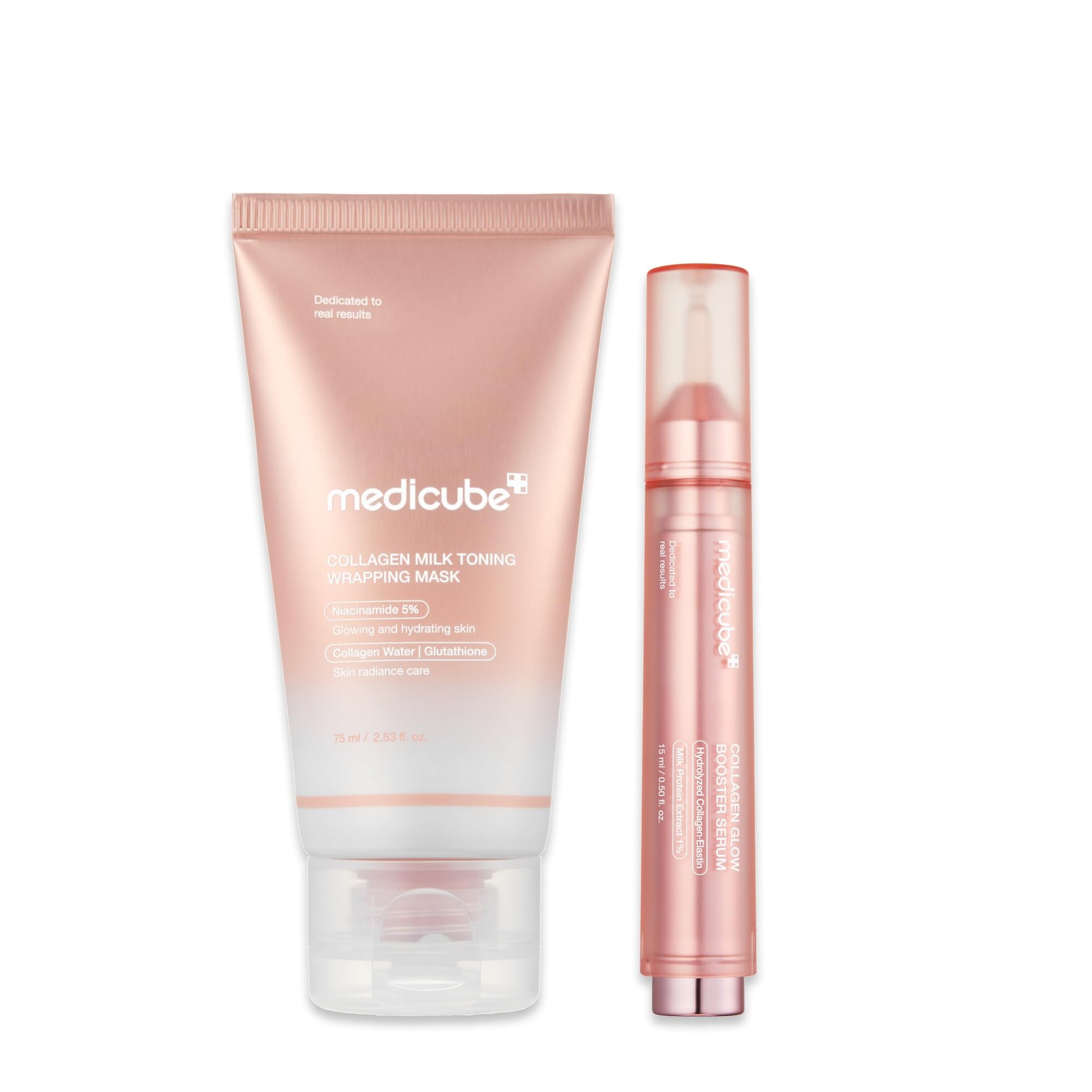 medicube Milky Collagen Double Glow Lock Duo: Collagen Glazed Milky Wrapping Mask and Booster Serum | 130DaCollagen, Niacinamide, Glutathione for Plumped, Radiant Glass Skin medicubeBuy Supplements Australia