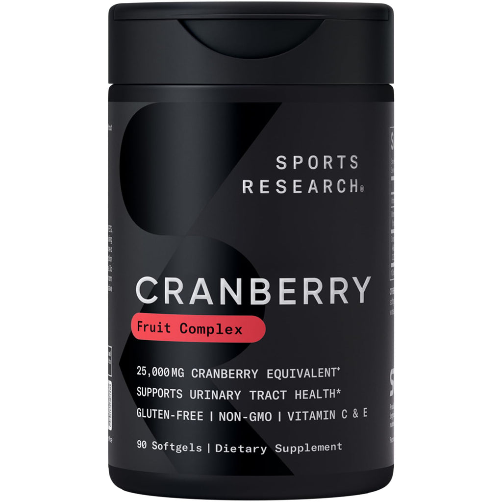 Sports Research® Cranberry Fruit Complex Supplement - Softgels for Urinary Tract Health Support - Made with Pacran®­ & Vitamins C & E - Non-GMO & Gluten Free - 90 Count Sports Research buy supplements Au