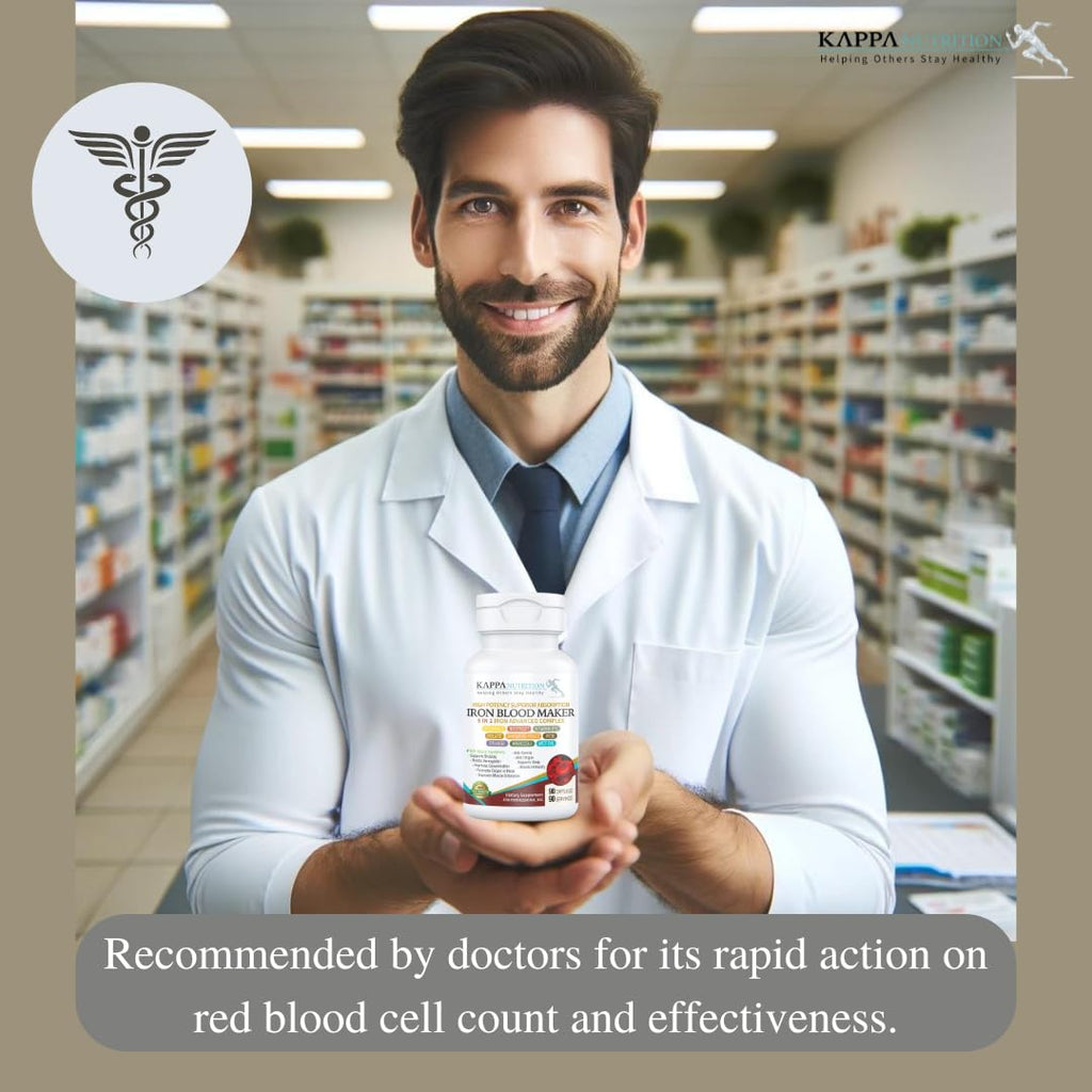 KAPPA NUTRITION Iron 26mg, Vitamin C & Orange 150mg, Folate 667mcg DFE, Vitamin B12, Beetroot, Brewers Yeast, Broccoli & MCT Oil 9 in 1 Advanced Complex (90 Capsules) KAPPA NUTRITIONBuy Supplements Australia
