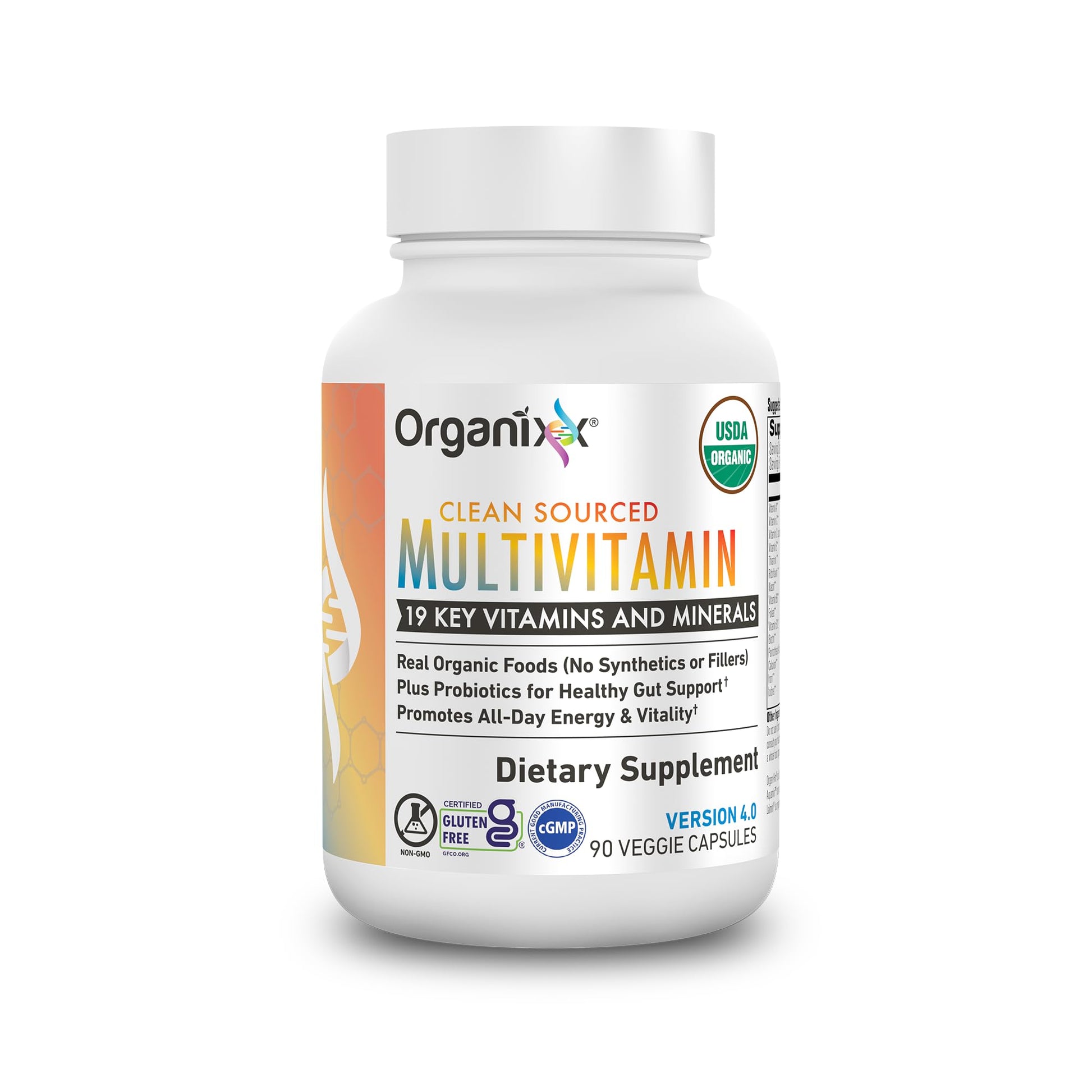 Organixx Clean Sourced Multivitamin for Women & Men, w/Vitamin C, D3, Vitamin B Complex, Probiotics, Organic Fruits & Vegetables, Supports Digestive Gut Health, Immune Support, 90 Vegan Gel Capsules OrganixxBuy Supplements Australia
