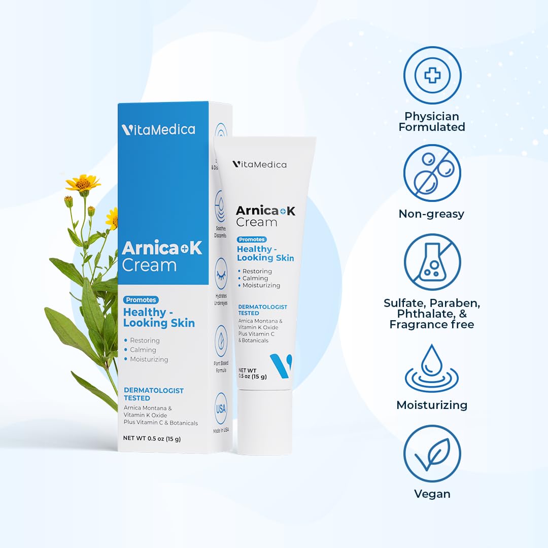 VitaMedica Arnica + Vitamin K Bruise Recovery Cream for Face & Under-Eye, Sensitive-Skin Formula, Post-Procedure Support, 0.5 oz VitaMedicaBuy Supplements Australia