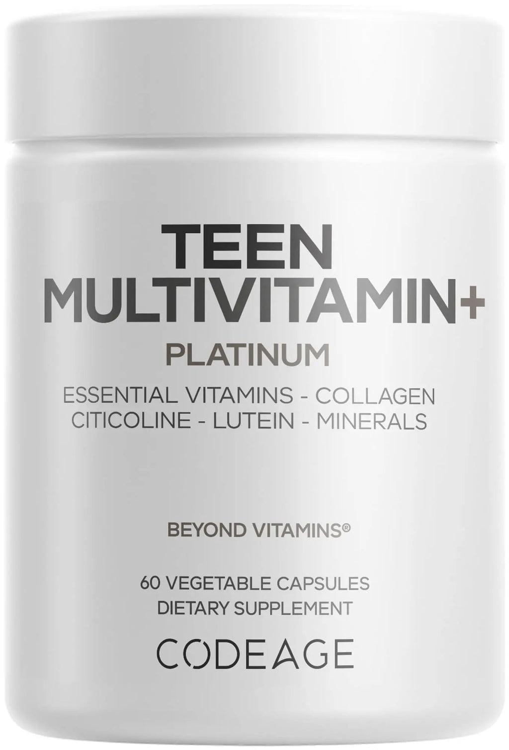 Codeage Teen Multivitamin+ Platinum Supplement - Vitamins A, C, D3, E, K2, B6, B12, Minerals, Probiotics, Citicoline Codeage