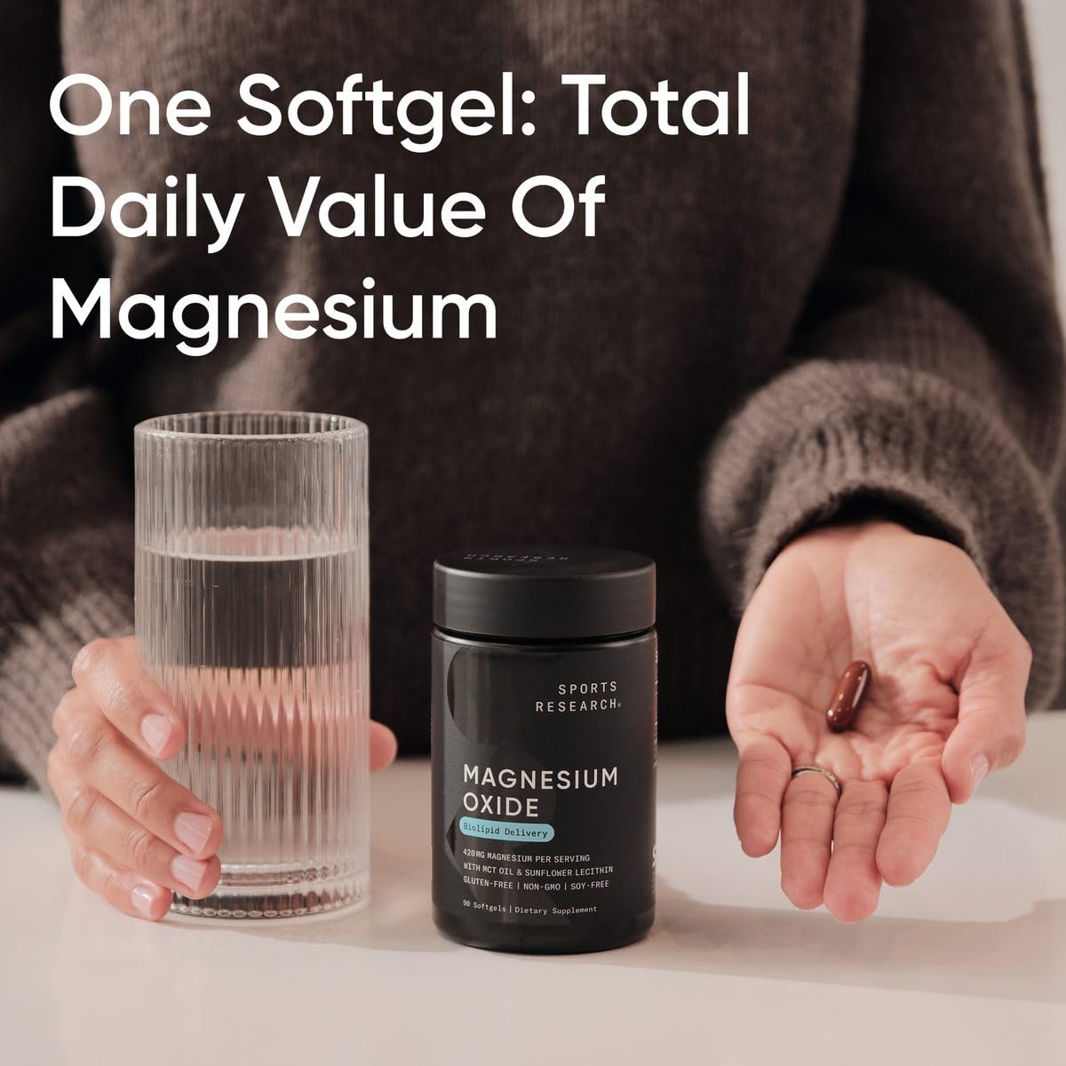 Sports Research® Magnesium Oxide 420mg with Coconut MCT Oil - Magnesium Supplement for Muscle, Nerve, and Bone Support* - Gluten-Free, Non-GMO - 90 Softgels Sports Research buy supplements Au