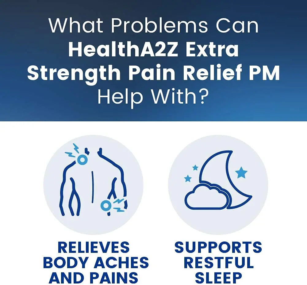 HealthA2Z® Extra Strength Pain Relief PM| Acetaminophen 500mg | Diphenhydramine 25mg | Pain Reliever & Nighttime Sleep Aid | (365 Count (Pack of 1)) HealthA2ZBuy Supplements Australia