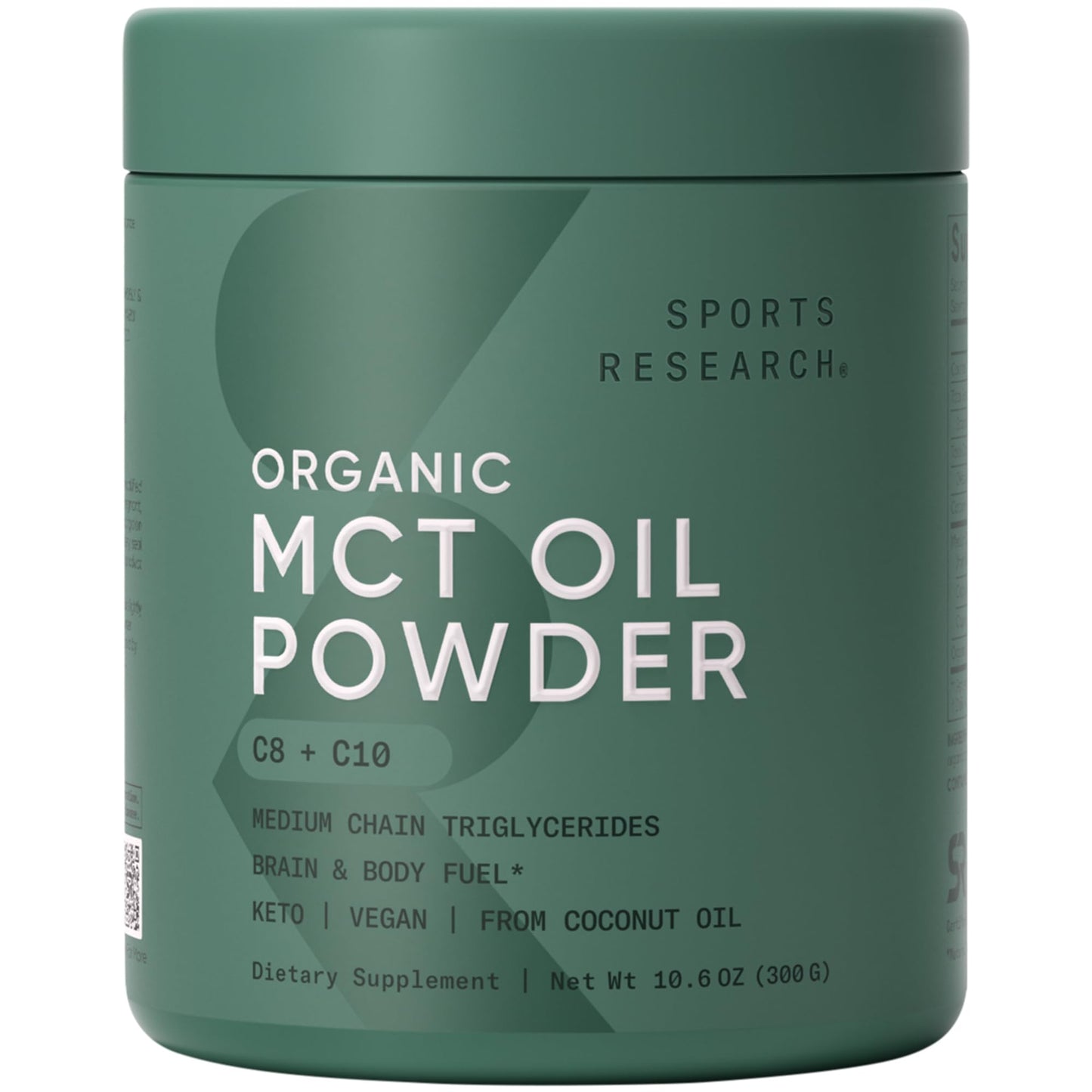 Sports Research Organic MCT Oil Powder - Keto & Vegan MCTs C8, C10 from Coconuts - Fatty Acid Brain & Body Fuel*, Non-GMO & Gluten Free - Unflavored, Perfect in Coffee, Tea & Protein Shakes - 10.6 oz Sports Research buy supplements Au