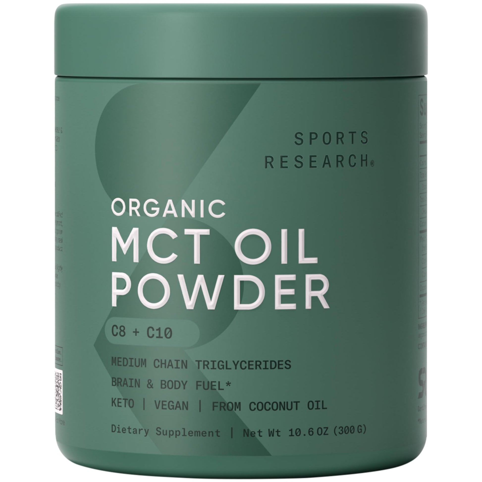 Sports Research Organic MCT Oil Powder - Keto & Vegan MCTs C8, C10 from Coconuts - Fatty Acid Brain & Body Fuel*, Non-GMO & Gluten Free - Unflavored, Perfect in Coffee, Tea & Protein Shakes - 10.6 oz Sports Research buy supplements Au
