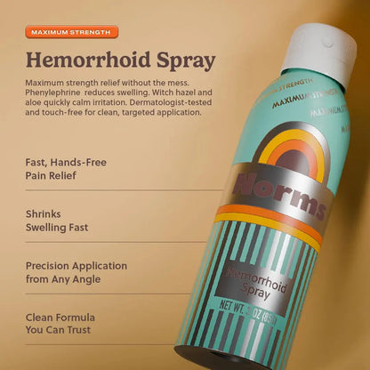 Norms Cooling Hemorrhoid Spray, Maximum Strength Touch-Free Relief with Phenylephrine, Witch Hazel, Aloe, Shrinks Swelling, Calms Itching, Soothes on Contact, 3oz Spray NormsBuy Supplements Australia