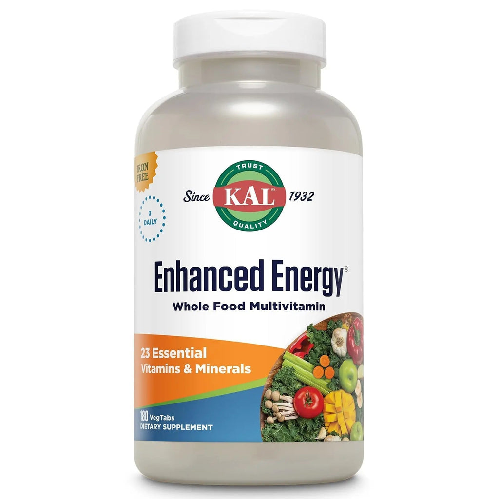 KAL® Enhanced Energy Multivitamin | Whole Food Based Vitamins & Minerals w/ Antioxidants, Digestive Enzymes & Natural Carotenoids | 180 Capsules KAL