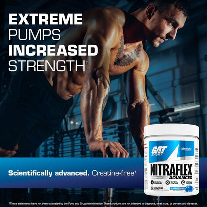GAT SPORT Nitraflex Advanced Pre-Workout Powder, Increases Blood Flow, Boosts Strength and Energy, Improves Exercise Performance, Men & Women (Fruit Punch, 30 Servings)