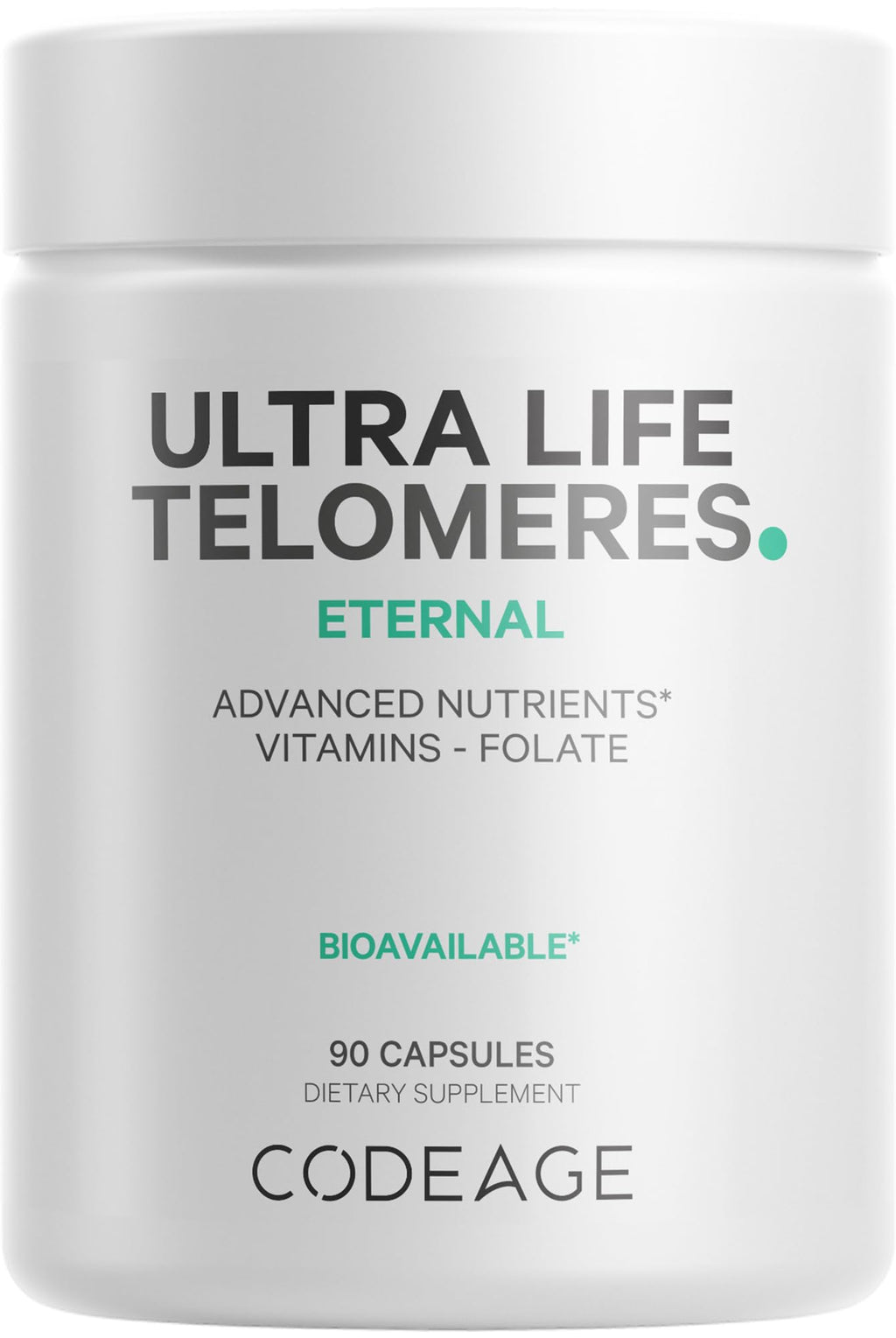 Codeage Ultra Life Telomeres Supplement - 5 MTHF Folate Vitamin B9, Vitamin B12 Methylcobalamin, Vitamin D3, L-Theanine, Ashwagandha - 3-Month Supply - DNA, Methylation Cycle - Non-GMO - 90 Capsules CodeageBuy Supplements Australia