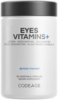 Codeage Eyes Vitamins - AREDS 2 Based Formula Supplement - 2-Month Supply - Vitamins A, C, E, Zinc, Lutein, Astaxanthin, Zeaxanthin, Eyebright, Marigold, Bilberry, Saffron, Omega-3-120 Capsules CodeageBuy Supplements Australia