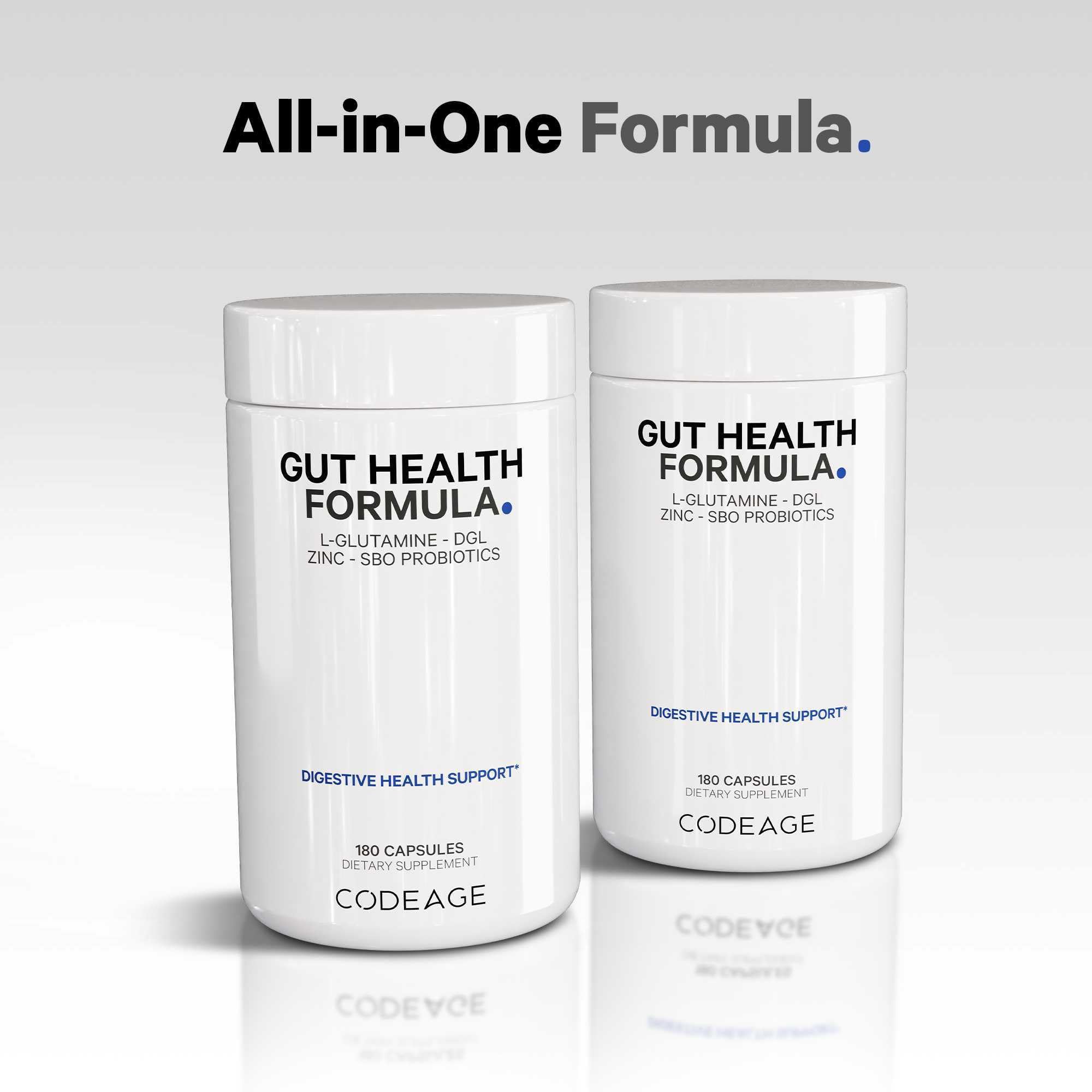 Codeage Gut Health Supplements Vegan Formula - L Glutamine, Zinc, Turkey Tail Mushroom Powder, Tonic Mushroom, Maitake, Micro Algae, Mineral, Licorice Root DGL - Probiotics, Prebiotics - 180 Capsules CodeageBuy Supplements Australia