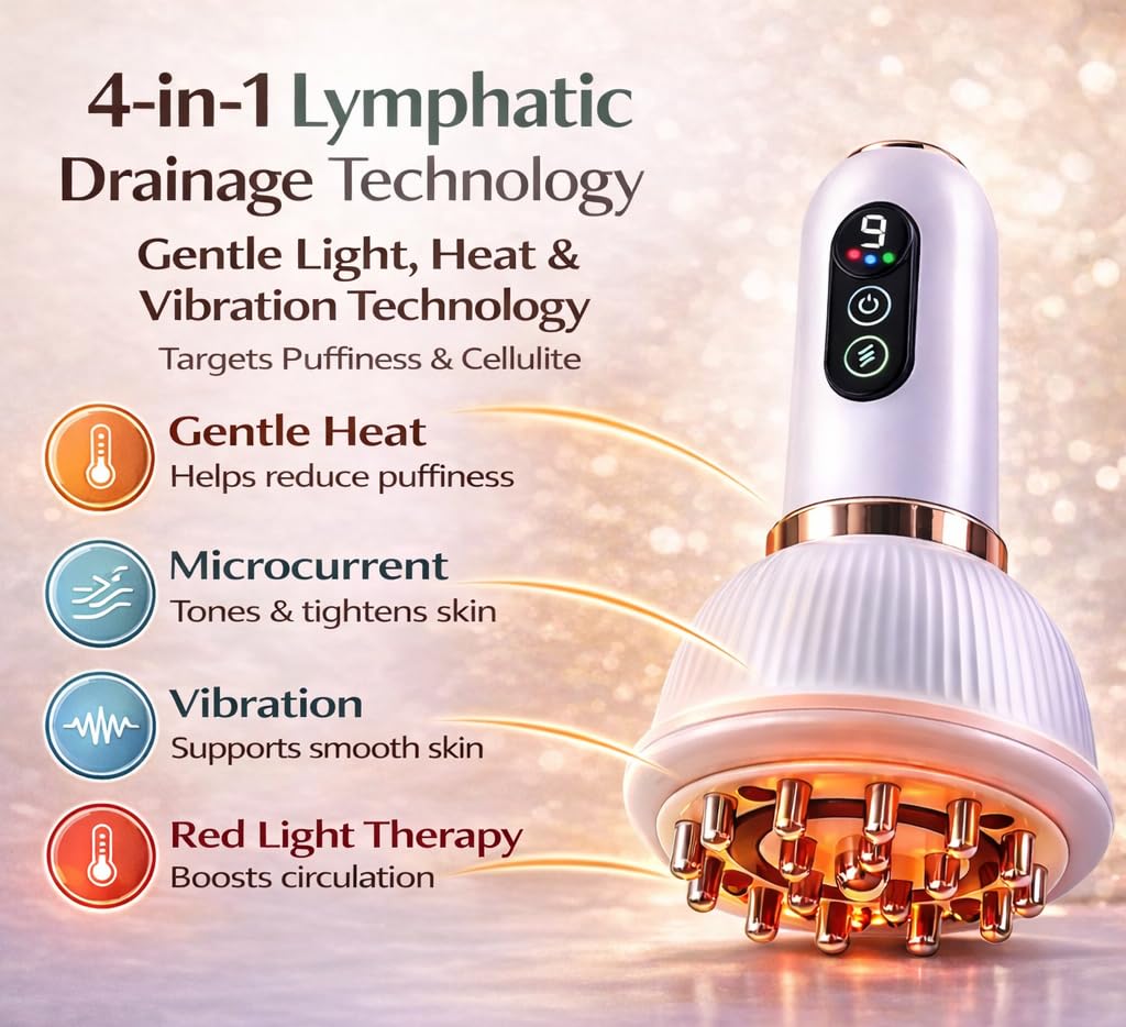 Lymphatic Drainage Massager for At-Home Body Care, Sculpting Massage Tool for Legs, Arms, Belly & Back, Helps Reduce Stretch Marks & Cellulite, Smooth Skin & Relax Muscles with Heat, Vibration & Light Nexa Haven buy supplements Au