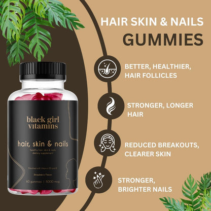 Black Girl Vitamins Look Good Feel Good Bundle – Hair Skin & Nails, Vitamin D3 2000IU & Once a Day Multivitamin - Women's Supplement Bundle
