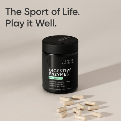 Sports Research Digestive Enzymes with Probiotics & Ginger - Plant Based for Dairy, Protein, Sugar & Carbs - Non-GMO Verified & Vegan Friendly (90 Veggie Capsules) Sports Research buy supplements Au