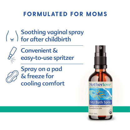 Motherlove Sitz Bath Spray (2 oz) Sitz Bath for Postpartum Care—Herbal Perineal Spray w/Witch Hazel—USDA Organic, Vegan, & Cruelty Free MotherloveBuy Supplements Australia