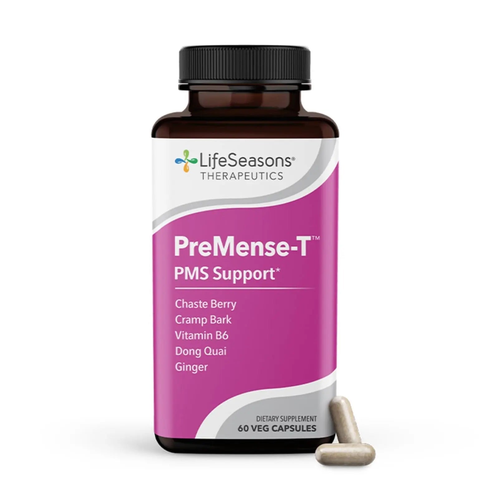 LifeSeasons - PreMense-T - PMS Relief Supplement - Support for Pre-Menstrual Symptoms, Cramping & Breast Tenderness - Nourish Tissue - Ginger Crampbark Dong Quai Chasteberry & Vitamin B6-60 Capsules LifeSeasonsBuy Supplements Australia