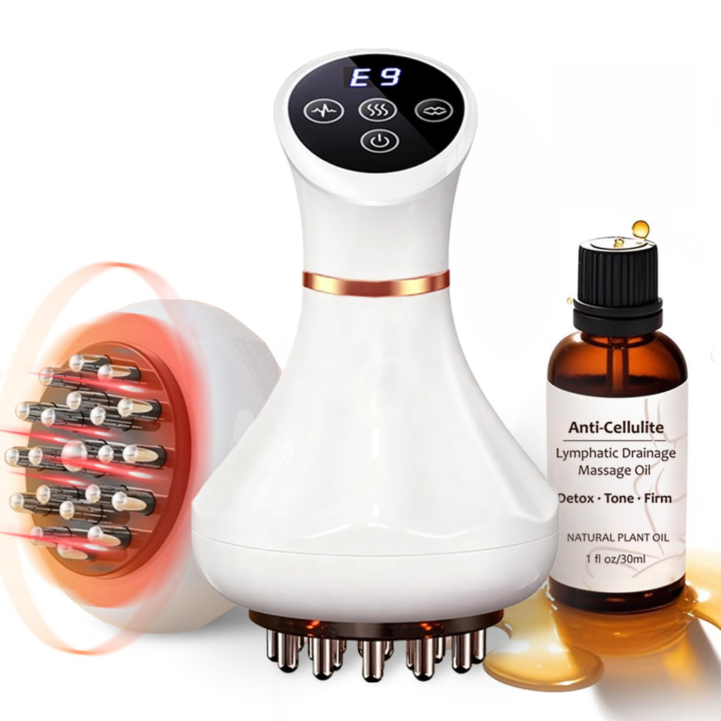 Lymphatic Drainage Massager & Anti Cellulite Massage Tool Helps Reduce Stretch Marks & Cellulite, Body Sculpting Machine For Legs, Arms & Belly with Microcurrent, Light, Heat & Vibration，With Body Oil FASCITONE buy supplements Au