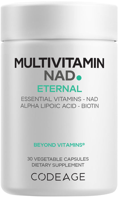 Codeage Multivitamin NAD Supplement - NAD+ Energy & Healthy Aging Support - Vitamin D3 K2, P5P, Methylated B12, Alpha Lipoic Acid, Folate, Riboflavin, Biotin, B Complex Pills - Non-GMO - 30 Capsules CodeageBuy Supplements Australia