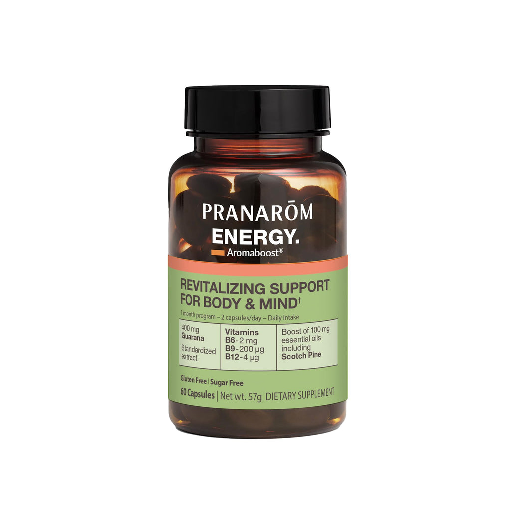 Pranarom - Aromaboost Energy Herbal Supplement - for Physical and Mental Fatigue - Guarana - Vitamins B6 B9 B12 - Pure Scots Pine Essential Oil - 60 Count PranaromBuy Supplements Australia