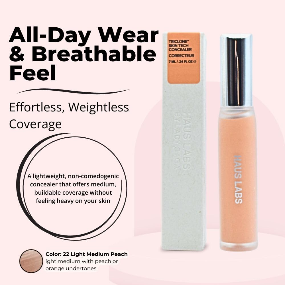 HAUS LABS BY LADY GAGA Triclone Skin Tech Hydrating + De-puffing Concealer with Fermented Arnica 22 Light Medium Peach Haus LaboratoriesBuy Supplements Australia