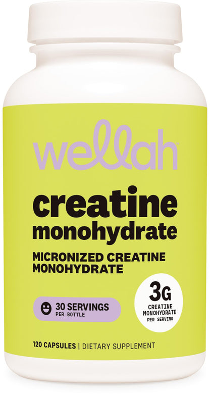 Wellah Creatine Monohydrate Capsules (3000 mg) 120 Capsules - Micronized Creatine, 30 Servings