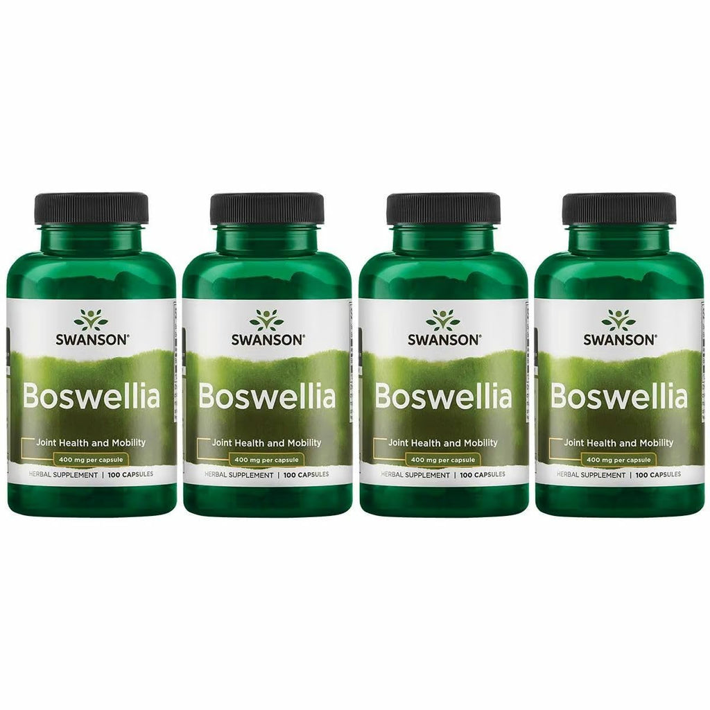 Swanson Boswellia - Herbal Supplement Promoting Joint Support - Ayurvedic Herb for Joint Flexibility & Mobility Support - Made with Boswellia Serrata Resin - (100 Capsules) (4 Pack) SwansonBuy Supplements Australia